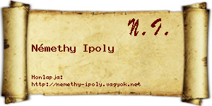 Némethy Ipoly névjegykártya